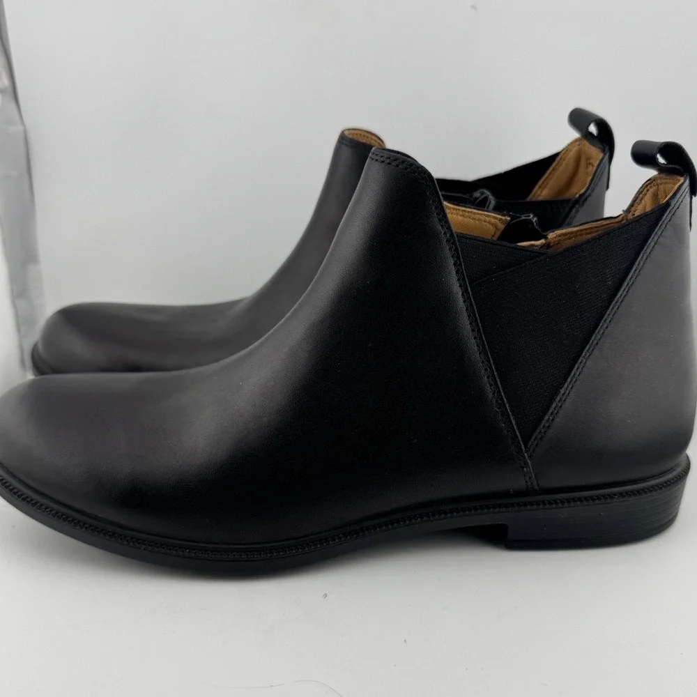 Hotter Ankle Boots‎ 7.5 Black Excellent Leather Side Zip Made in England (1893)